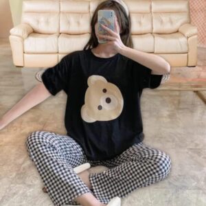 Comfortable Printed Cotton Jersey Night Suit - 2 Pc