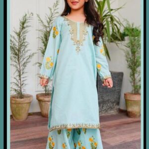 Charming Girl's 3 Pcs Embroidered Lawn Suit with Dupatta