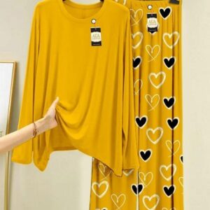 2 Pcs Women's Stitched Cotton Jersey Printed Night Suit