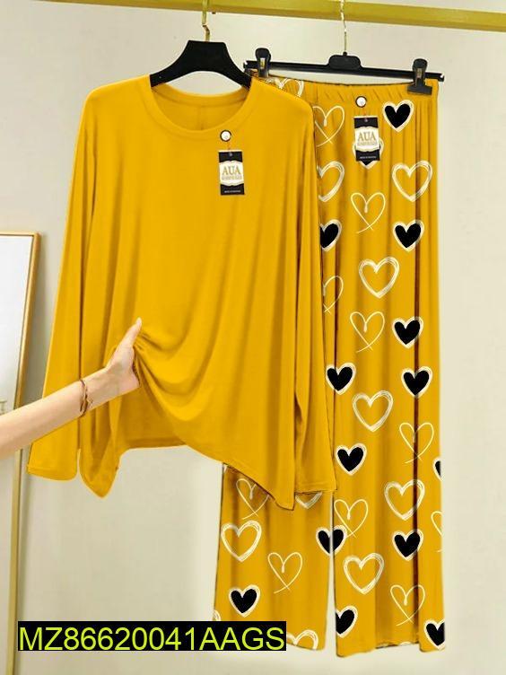 2 Pcs Women's Stitched Cotton Jersey Printed Night Suit